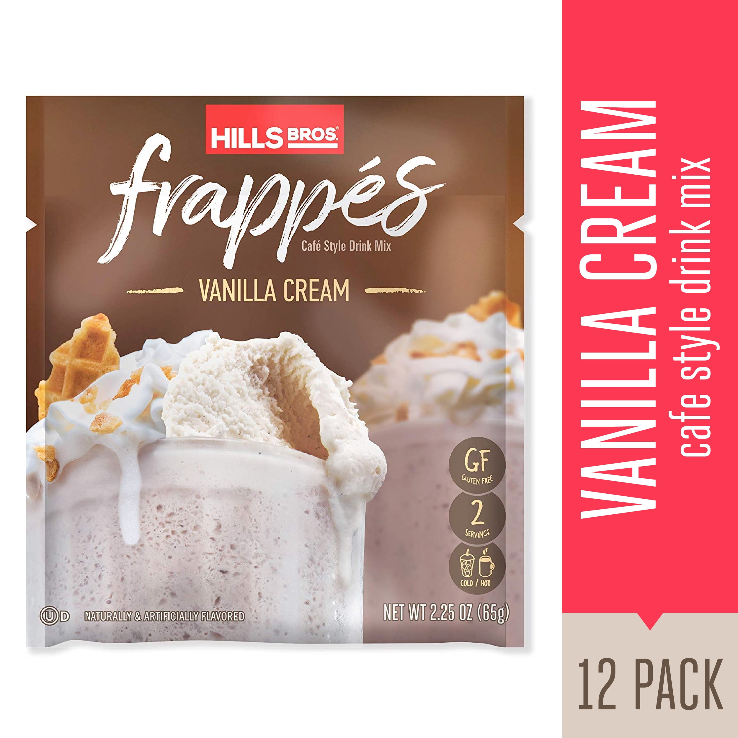 Hills Bros Frappés Vanilla Cream Instant Coffee Packets, 2.3 oz - 12 Pack