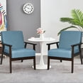 thumbnail image 2 of Costway Set of 2 Fabric Accent Armchair Solid Wood Upholstered Lounge Chair Blue, 2 of 10