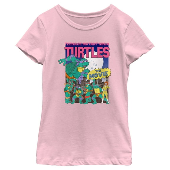 Girl's Teenage Mutant Ninja Turtles Retro Movie Poster Graphic Tee Light Pink X Large