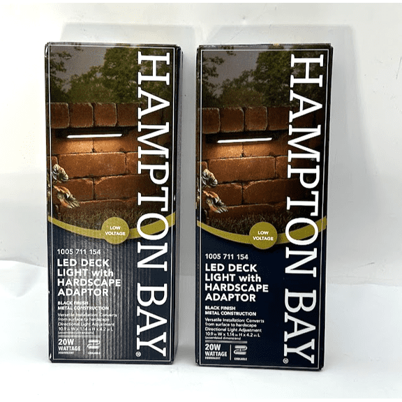 2 Pack Hampton Bay 166 Lumen Low Voltage Black LED Outdoor Deck Light