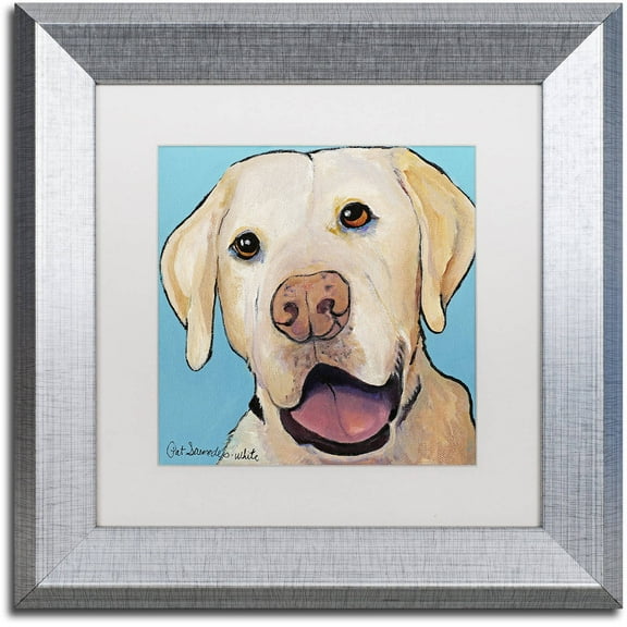 Trademark Fine Art "Lucky Dog Canvas Art" Canvas Art by Pat Saunders-White, White Matte, Silver Frame