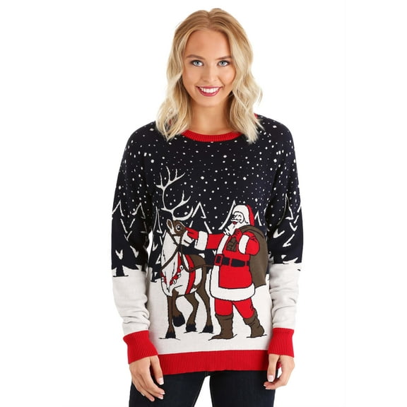 Adult Santa & Reindeer Unisex Ugly Christmas Sweater