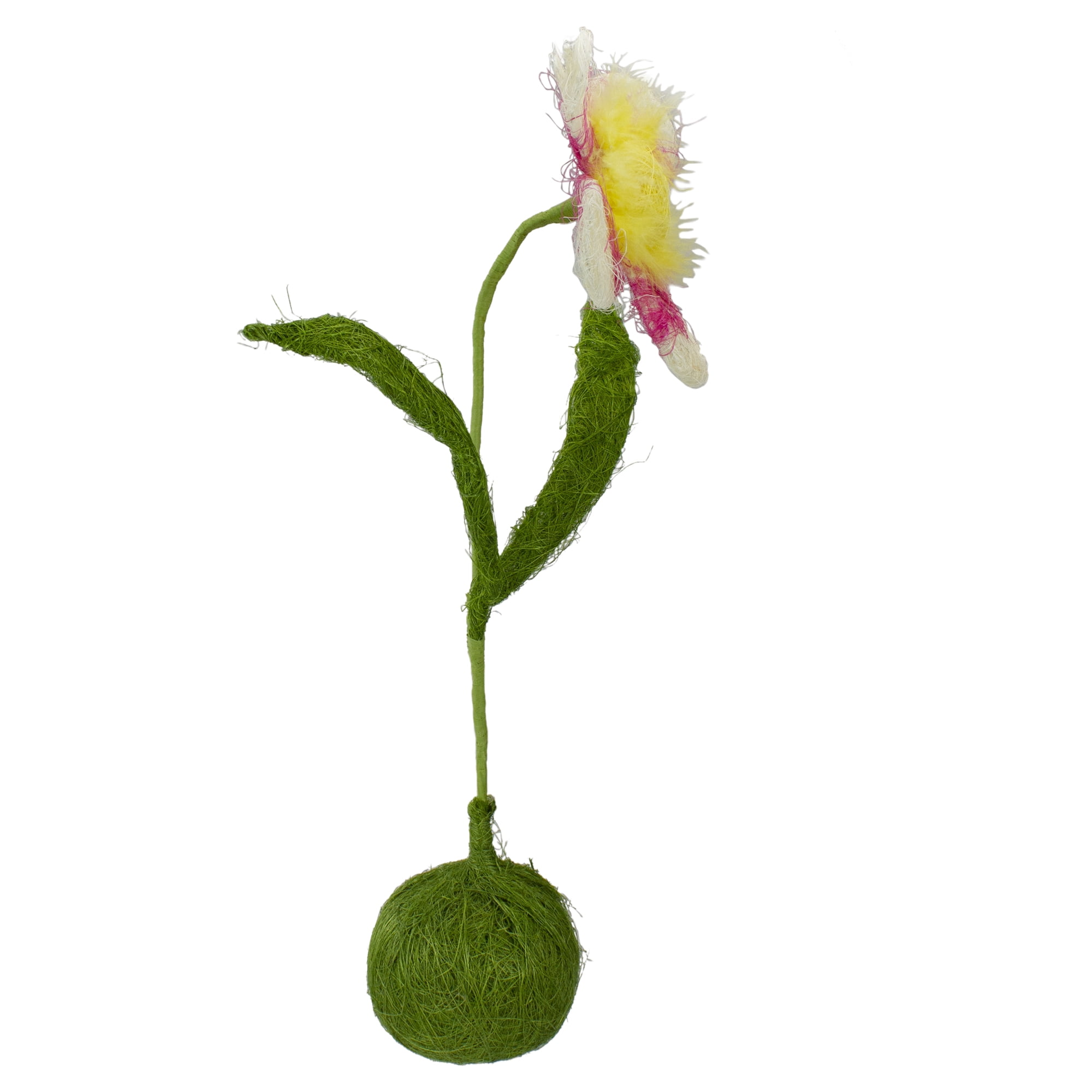 19" Green Yellow and Fuchsia Spring Floral Table Top Decoration