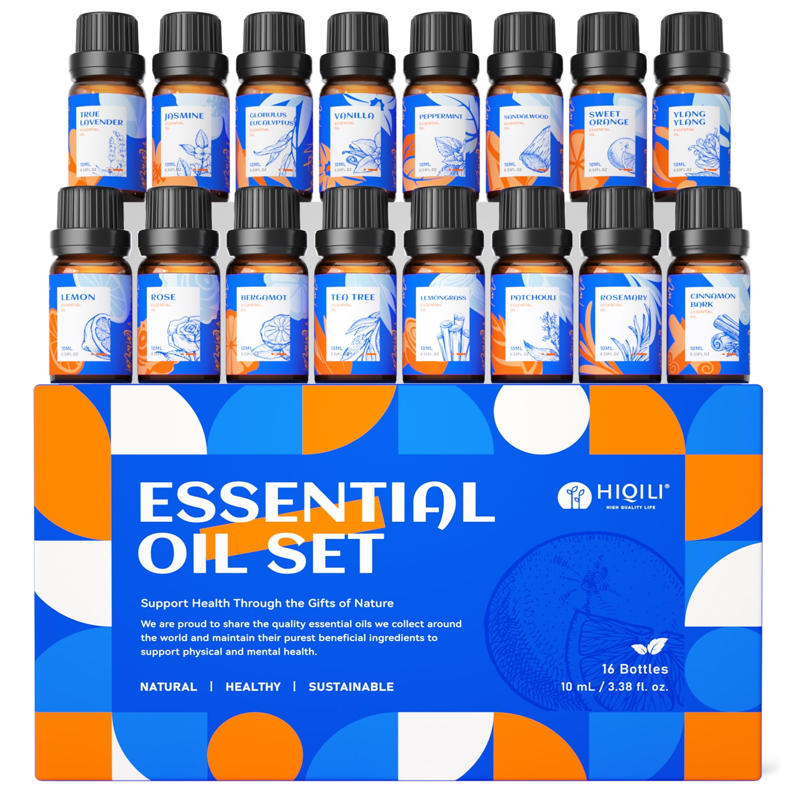HIQILI New Essential Oils Set,16PCS*10ML Pure Plant Oil for Gifts Diffuser Massage Skin Care