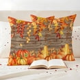 thumbnail image 3 of Thanksgiving Pumpkin Outdoor Waterproof Pillow Covers, Orange Red Gold Leaf Brown Wood Decorative Square Throw Pillowcase Sofa Cushion Sham for Patio/Couch/Chair, 26"x26" 2 Pack, 3 of 8