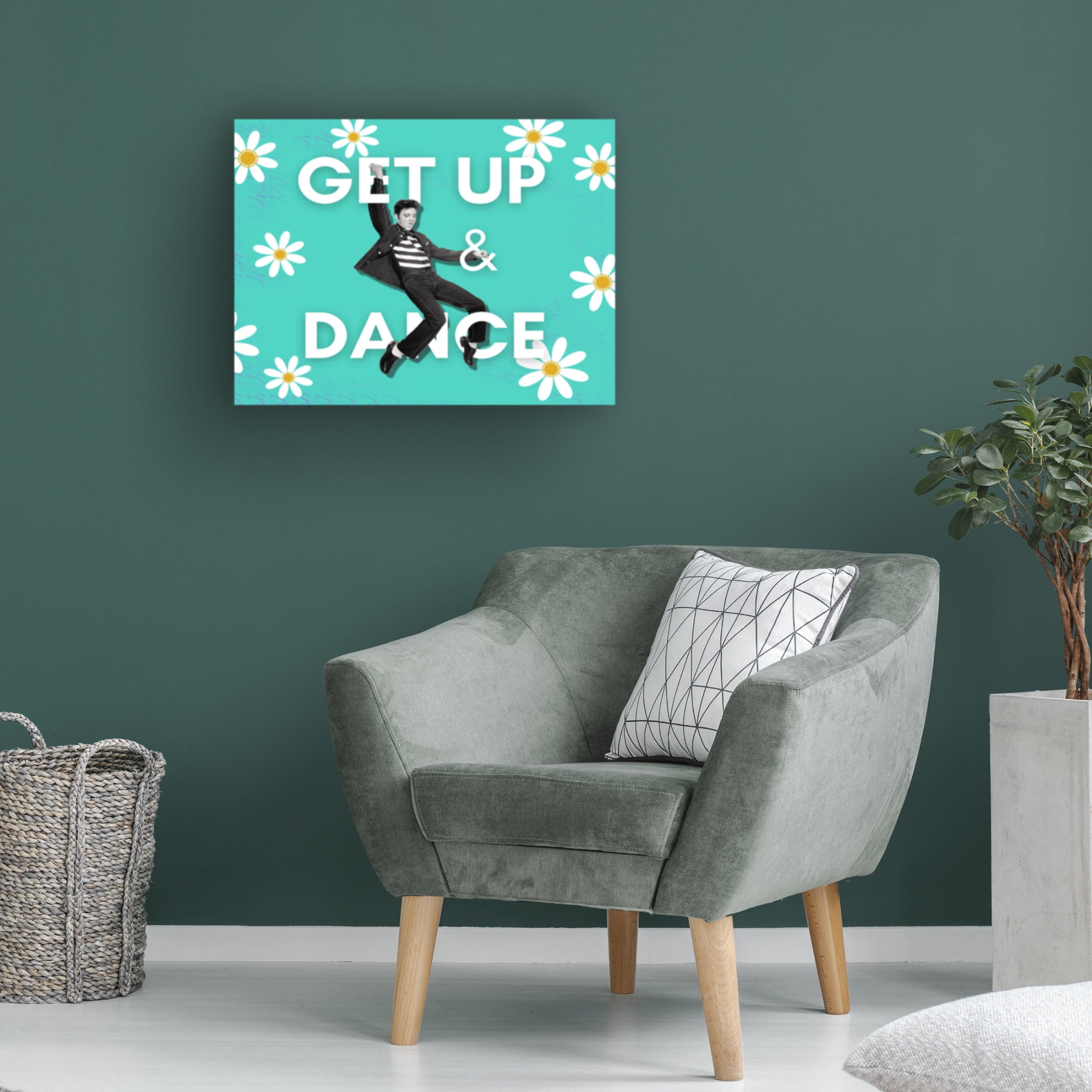 Canvas Wall Art - Tina Mitchell 'Get Up and Dance Elvis Daisy' Wall Art for Living Room, Bedroom, or Office Décor by Trademark Fine Art - 47 x 47 Inches