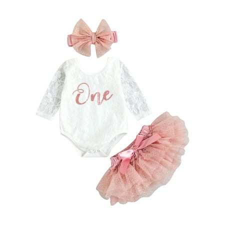 

Infant Baby Girl 1st Birthday Outfit Romper Bodysuit Tutu Skirts