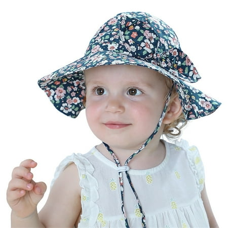 

Hunpta Hats For Kids Kid s Floral Sun Hat Wide Brim UPF 50+ Protection Hat For Toddler Boys Girls Adjustable Bow Bucket Hat