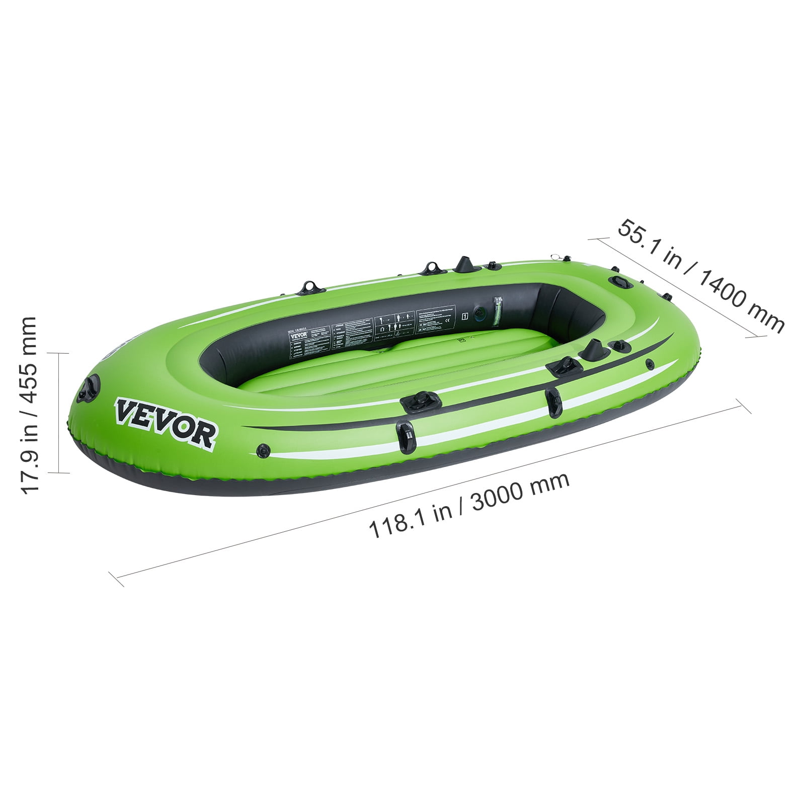 KFFKFF 5-Person PVC Inflatable Boat with Aluminum Oars and High-Output Pump