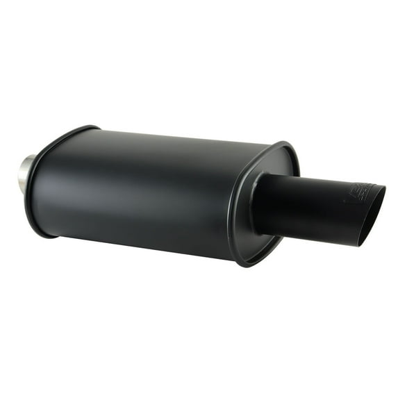 DC Sports EX-5027B Black Stealth Series 100% Stainless Steel Exhaust Muffler with Oval Single Tip Fits 2.5 inlet x 3 outlet x 20 long