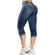 thumbnail image 1 of Pantalones vaqueros recortados para mujer, informales, de verano, con dobladillo rasgado, tiro medio #1, azul oscuro, mediano, 1 of 5