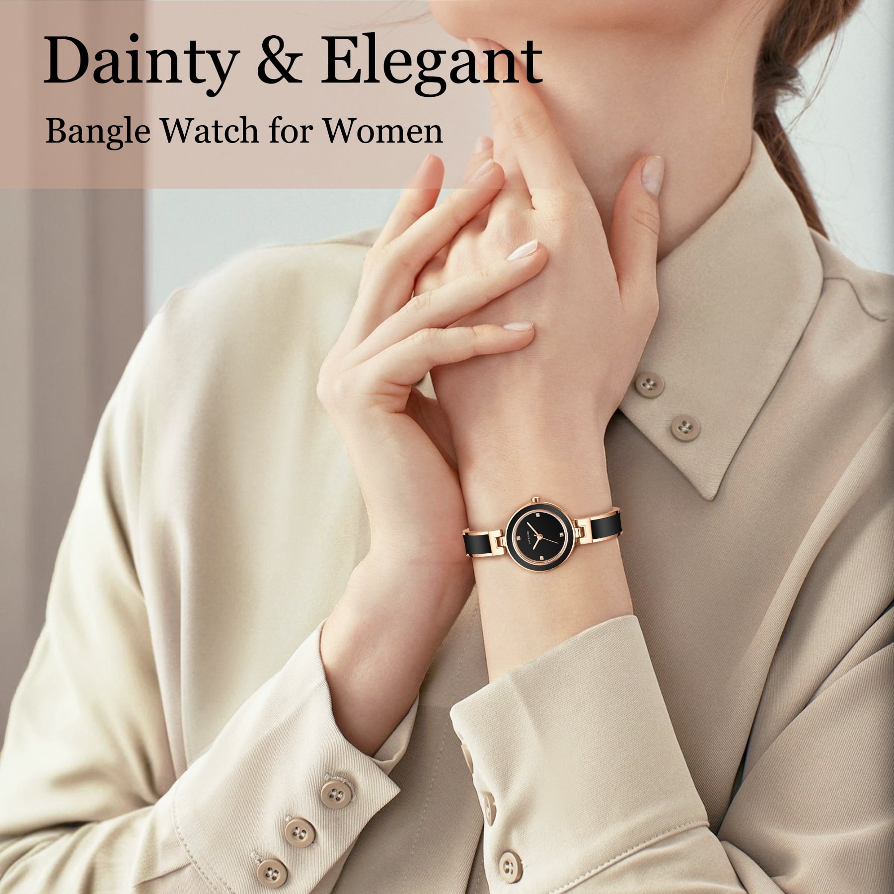 Bomieux Woman Watches Elegant Bangle Watch for Women with Adjustable Strap 3ATM Water Resistance Gift for Woman