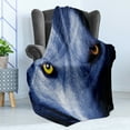 thumbnail image 4 of Wolf Soft Flannel Fleece Throw Blanket, Wild Animal with an Angry Expression Woodland Fauna Themed Photography, Cozy Plush for Indoor and Outdoor Use, 50" x 70", Blue Pale Blue, by Ambesonne, 4 of 5