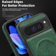 thumbnail image 6 of Dteck Magnetic Case for Google Pixel 9, Compatible with MagSafe, PU Leather TPU Bumper Shockproof Protective Cover with Kickstand,Darkgreen, 6 of 6