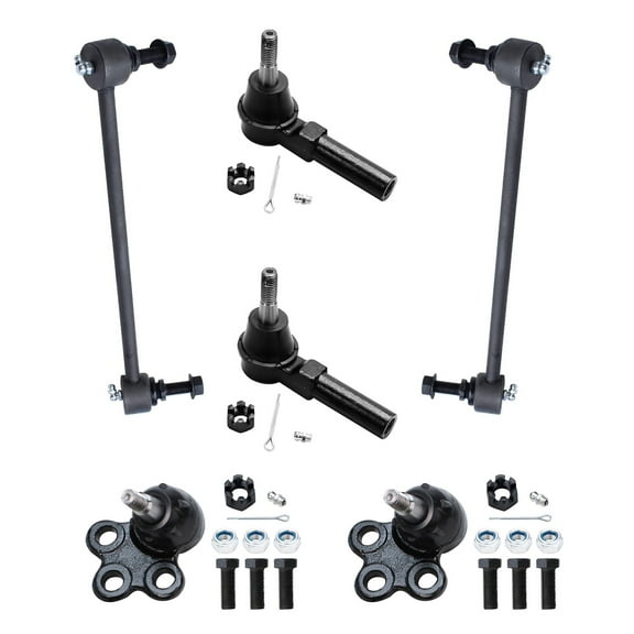 Detroit Axle - 6pc Front Suspension Kit for 05-09 Chevy Equinox 2006-2009 Pontiac Torrent 2002-2007 Saturn VUE 2 Lower Ball Joints 2 Stabilizer Sway Bar End Links 2 Outer Tie Rod Links Replacement