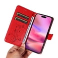 thumbnail image 2 of Allyechgroup Wallet Case for Apple iPhone 16, Butterfly Floral Embossed Premium PU Leather Shockproof Flip Stand Cards Slots Hand Wrist Phone Case for Apple iPhone 16, Red, 2 of 7