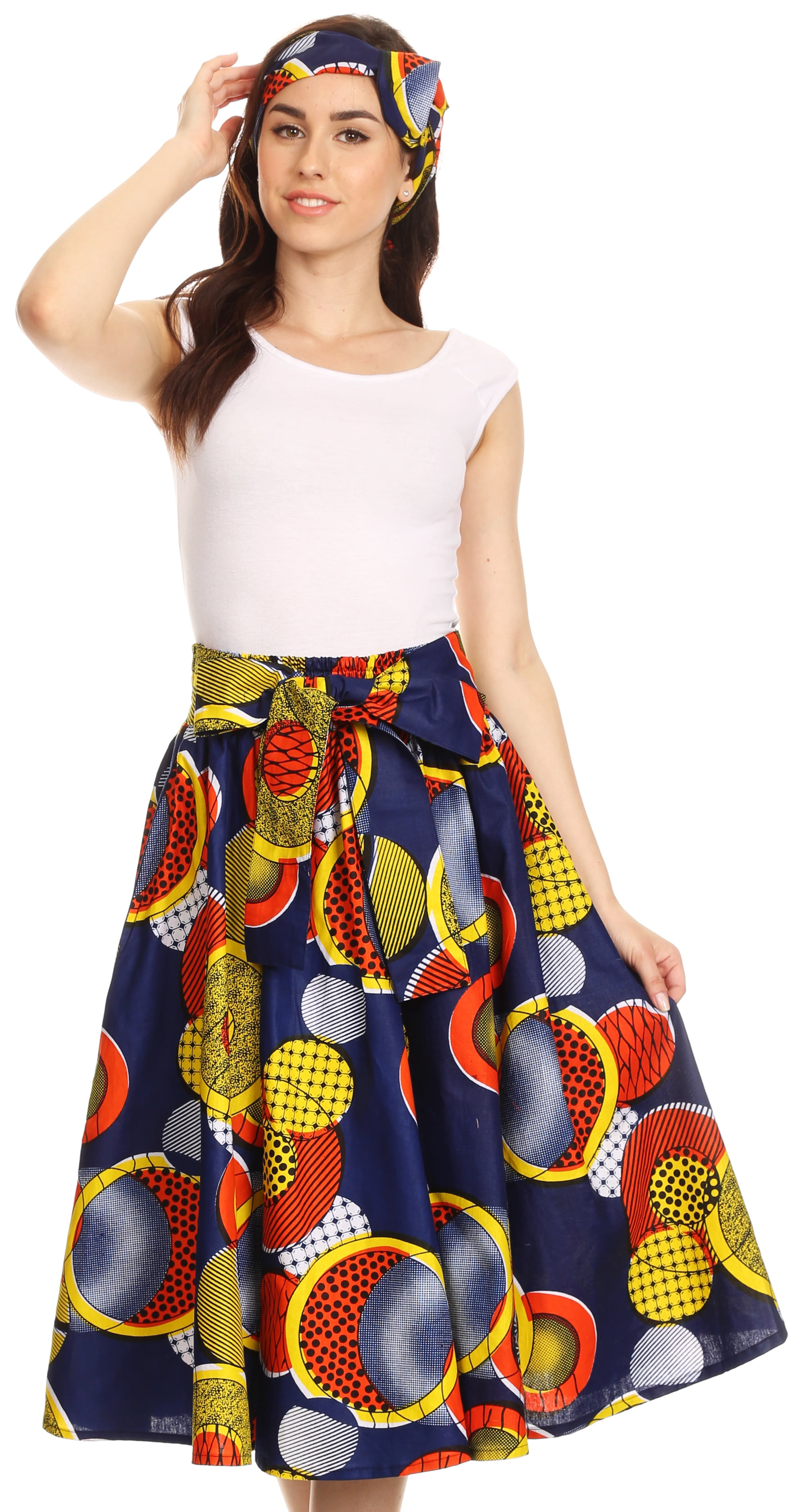 Sakkas Celine African Dutch Ankara Wax Print Full Circle Skirt - 306 ...