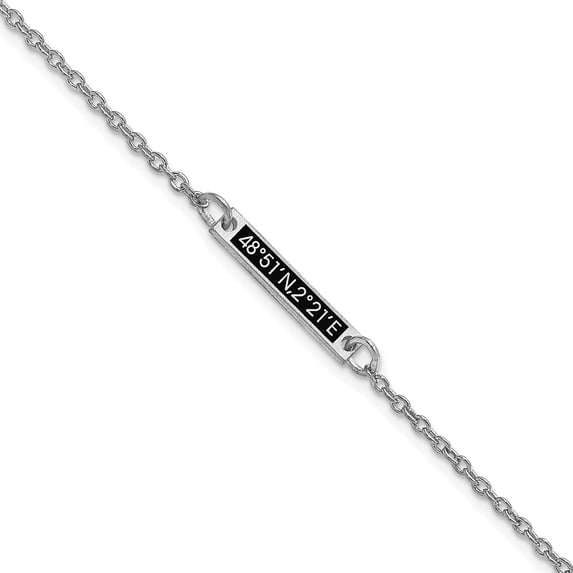 Custom Personalized 10KW Brushed Enameled 1 Station Bracelet 10k White Gold: Jewelry by Sweet Pea - Made in USA