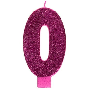 #0 Large Glitter Birthday Candle | Pink | Party Supply