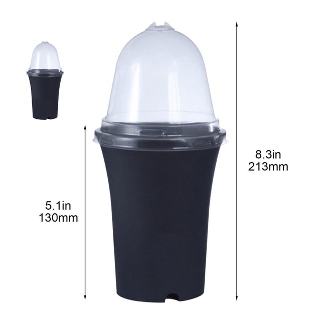 Dvruxg Plant Nursery Pots with Humidity Dome Soft Transparent Plastic Gardening Pot Planting Containers Cup(Black)