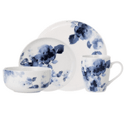 Midnight Rose 16 Piece Dinnerware Set, Service for 4, Fiesta Dinnerware, home s and home food network essentials, /Blue,