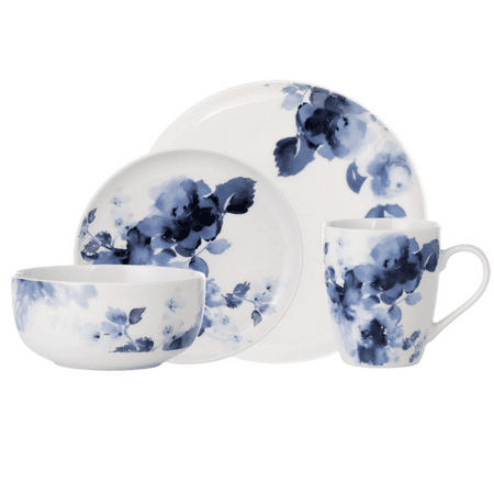Midnight Rose 16 Piece Dinnerware Set, Service for 4, Fiesta Dinnerware, home s and home food network essentials, /Blue,