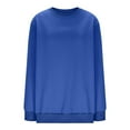 thumbnail image 5 of TKLPEHG Women Sweatshirts Crew Neck Sweatshirt Pullover Loose Fashion Long Sleeve Classic Solid Color Casual Lightweight Pullover (Blue,XXL), 5 of 7