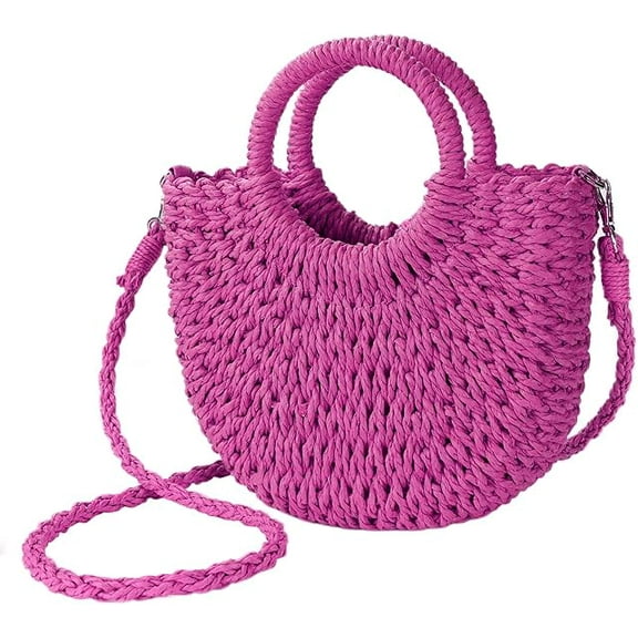 Womens Straw Beach Bag Woven Crossbody Shoulder Bags Top Handle Satchel Handbag Purse for Summer