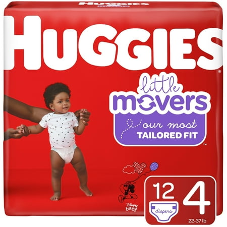 Huggies Little Movers Baby Diapers, Size 4, 12 Ct, Convenience Pack