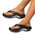 thumbnail image 5 of GPOECD Women's Summer Slide Sandals Comfortable Thick Sole Flip Flops Outdoor Beach Travel Toe Post Slippers Casual Wear With Jeans Black,10, 5 of 7