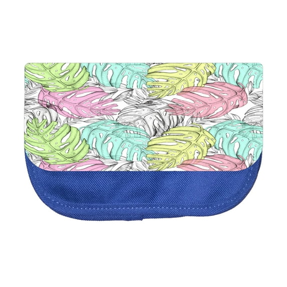 Pencil Bag Leaves Pastel Pencil Pouch 2 Pocket Pencil Case Organizer Pencil Bag Blue