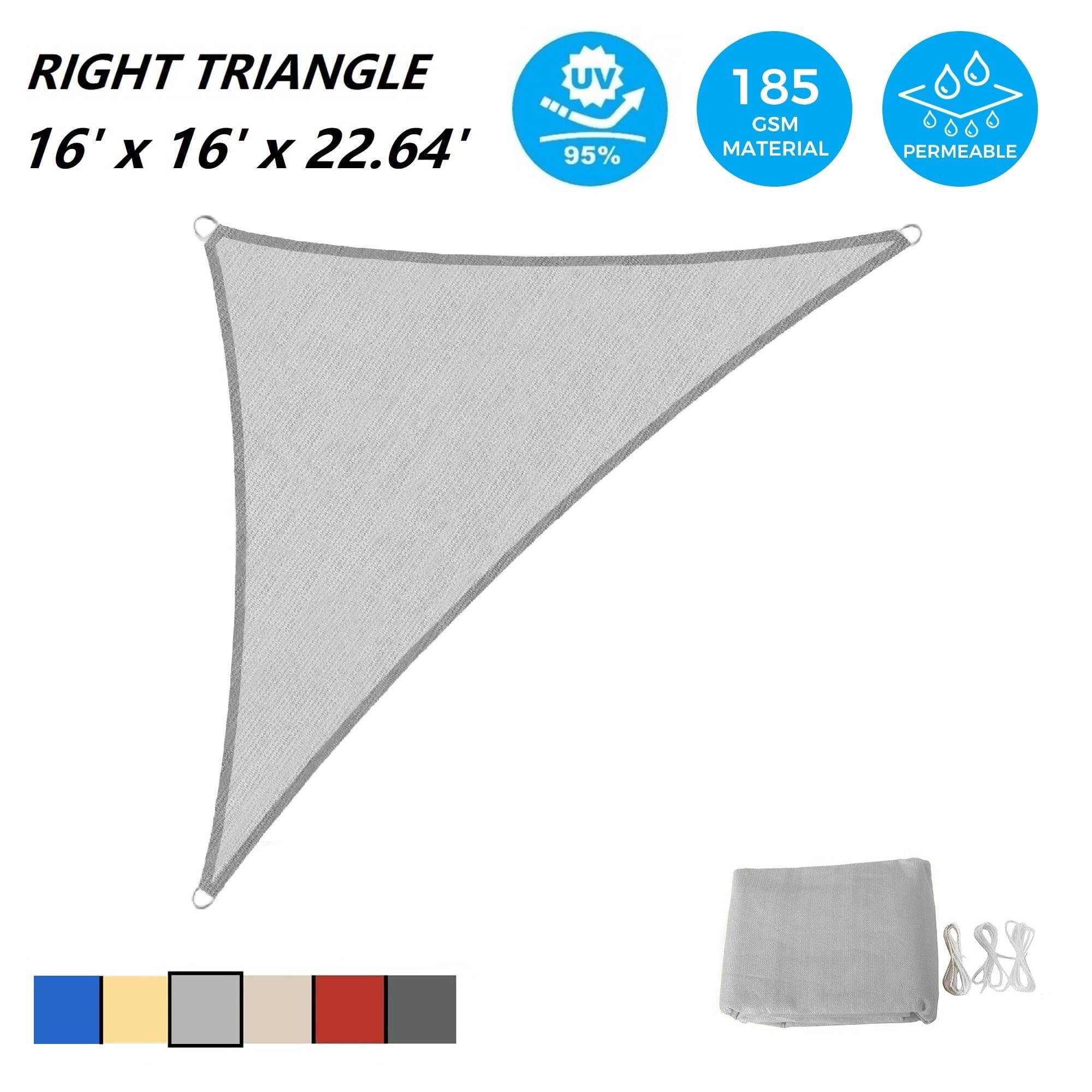 Outdoor Shade Sails, 16' x 16' x 22.6' Sun Shade Sail UV Block Canopy for Patio Backyard Lawn Garden, Graphite