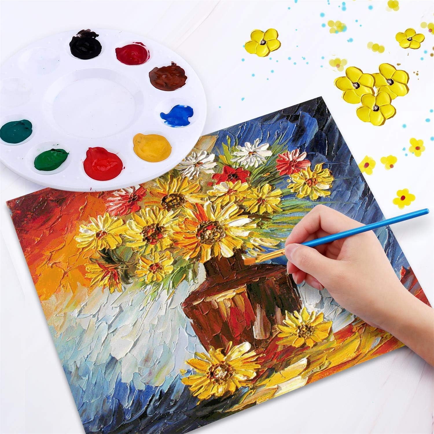 Painting Brush Palette Set, with 12 Packs of 120 Brushes and 12 Palettes,Nylon Brush Head, Suitable for Oil Watercolor, etc., Perfect Art Painting Set.