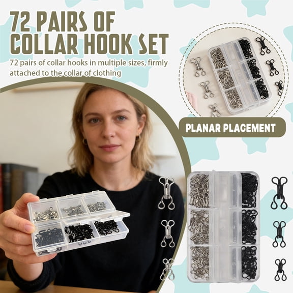 72Pairs Bra Replacement Hook Eye Clasps, Metal Lingerie Sewing Repair Kit for Underwear Swimwear black