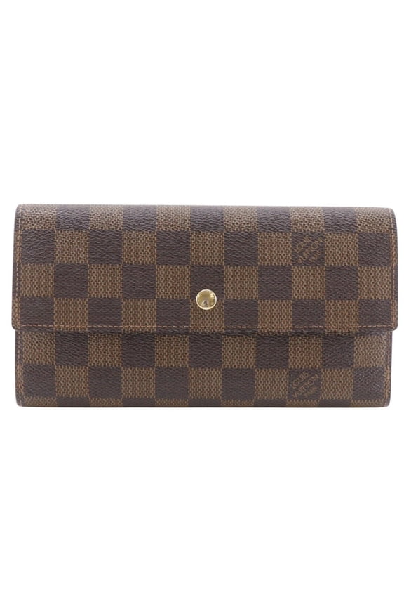 Pre-Owned Louis Vuitton Portefeuille International Long Wallet N61217 Damier Canvas 2009 Brown...
