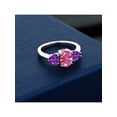 thumbnail image 3 of Gem Stone King 925 Sterling Silver 3-Stone Ring Purple Amethyst and Set with Oval Pink Zirconia, 3 of 4