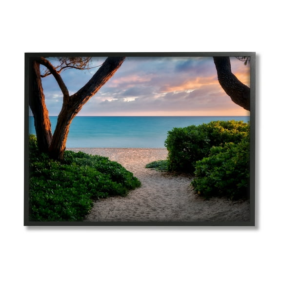 Stupell Industries Between Trees Sandy Beach Path Coastal Photography Black Framed Art Print Wall Art