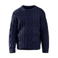 thumbnail image 4 of Mens Cable Knit Pullover Sweater Crew Neck Long Sleeve Cable Fisherman Sweaters Navy M, 4 of 4