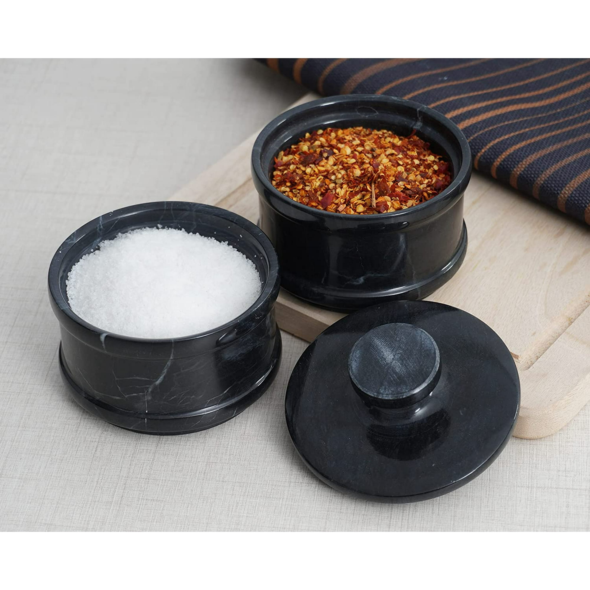 Salière En Marbre Blanc Avec Couvercle Pot à épices Ou Pot à Sucre