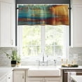 thumbnail image 4 of 2 Pack Valances Window Treatments, Blue and Orange Vintage Messy Rust Blackout Drapes Adjustable Curtain Valances for Windows Living Room Kitchen Over Sink, 12x52 Inch Rod Pocket Valances, 4 of 5