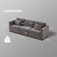 thumbnail image 3 of Miekor Furniture Modern Cotton Linen L-Shape Sectional Sofa, Oversized Upholstery Sectional Sofa, Chaise Couch Ottomans for Living Room/Loft/Apartment/Office - Dark Gray 3 seats B5A3911, 3 of 7