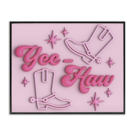 Stupell Industries Retro Yee Haw Entertainment Painting Black Framed Art Print Wall Art, 14 x 11