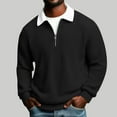 thumbnail image 7 of cocolona Mens Quarter Zip Pullover Tops Long Sleeve Turndown Collar Color Block Shirts Fall Fashion Casual Loose Textured Sweatshirt, 7 of 7