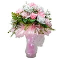 thumbnail image 2 of Pink & White Handcrafted Fabric Rose Bouquet with LED Lights, 2 of 6