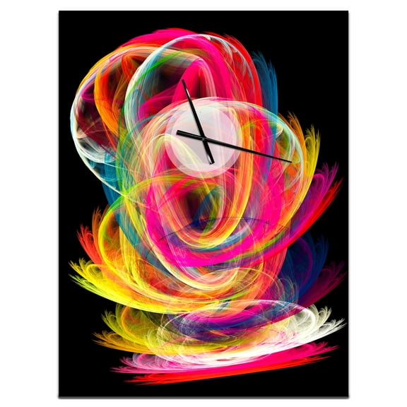 Designart 'Colorful Thick Strokes in Black' Modern Wall Clock