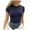 Navy, variant on Womens Summer Short Sleeve Tops O Neck Ribbed Slim Fitted Shirts Casual Tee Tshirt Long Sleeve Thin T Shirt Women Shirt Juniors