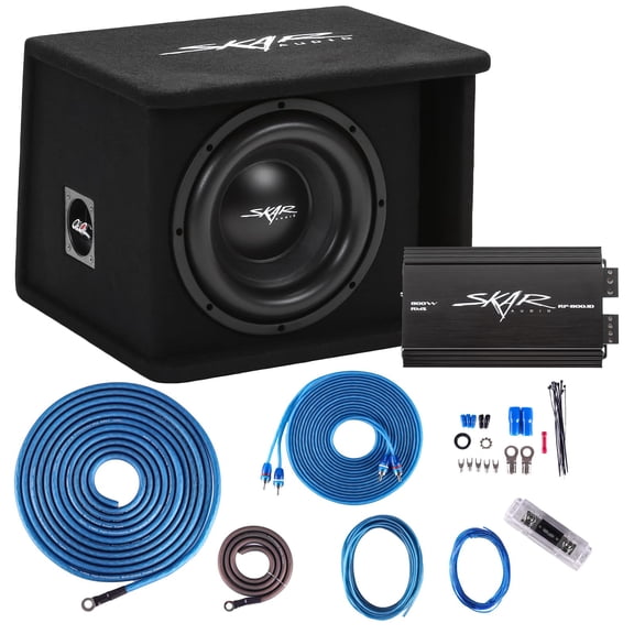 Skar Audio Single 10" Completo 1, 200 Watt Sdr Series Paquete de graves subwoofer - Incluye caja cargada con amplificador