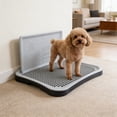 thumbnail image 5 of Dog Potty Tray with Spatter Guard, Indoor Pet Toilet with Removable Grid, Waterproof Pee Pad Holder, Easy Clean Housebreaking Training Litter Box for Small Medium Large Dogs, 5 of 6