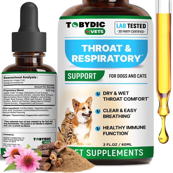 Natural Herbal Respiratory Support Supplement for Dogs and Cats – Helps Support Throat and Trachea Comfort