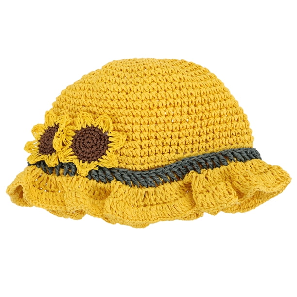 KAKOWELY 1 sombrero de playa de paja tejida con girasoles para niños, sombrero de protección solar para niños.